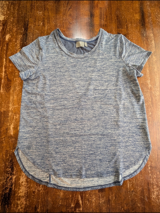 Athleta Tops - Athleta Blue Space Dye Shirt Womens L Side Split Mesh Back Activewear Casual Top
